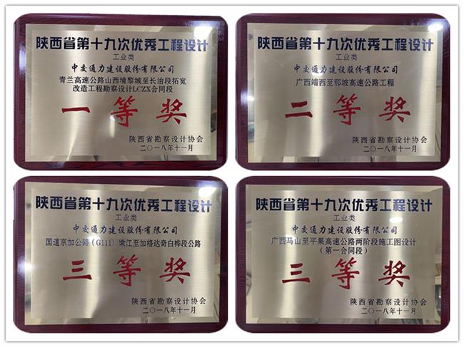 勘察設計事業部4項目榮獲陜西省勘察設計協會優秀工程設計獎